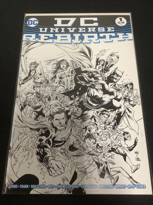 DC Universe: Rebirth #1 (2016) VF/NM (9.0) 1:100 Ratio Black & White Cover