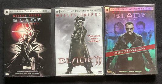 Blade Trilogy DVDs: Blade / Blade II / Blade Trinity-Wesley Snipes, Like New -PS