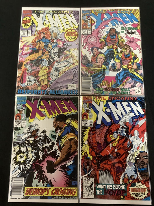 Uncanny X-Men #281-284 Comic Lot, 1st App Bishop, Newsstand, Death White Queen