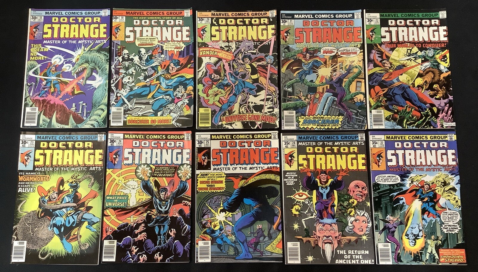 Doctor Strange #18-27 Comic Lot, Marvel Comics, Roy Thomas, Retold Origin Story