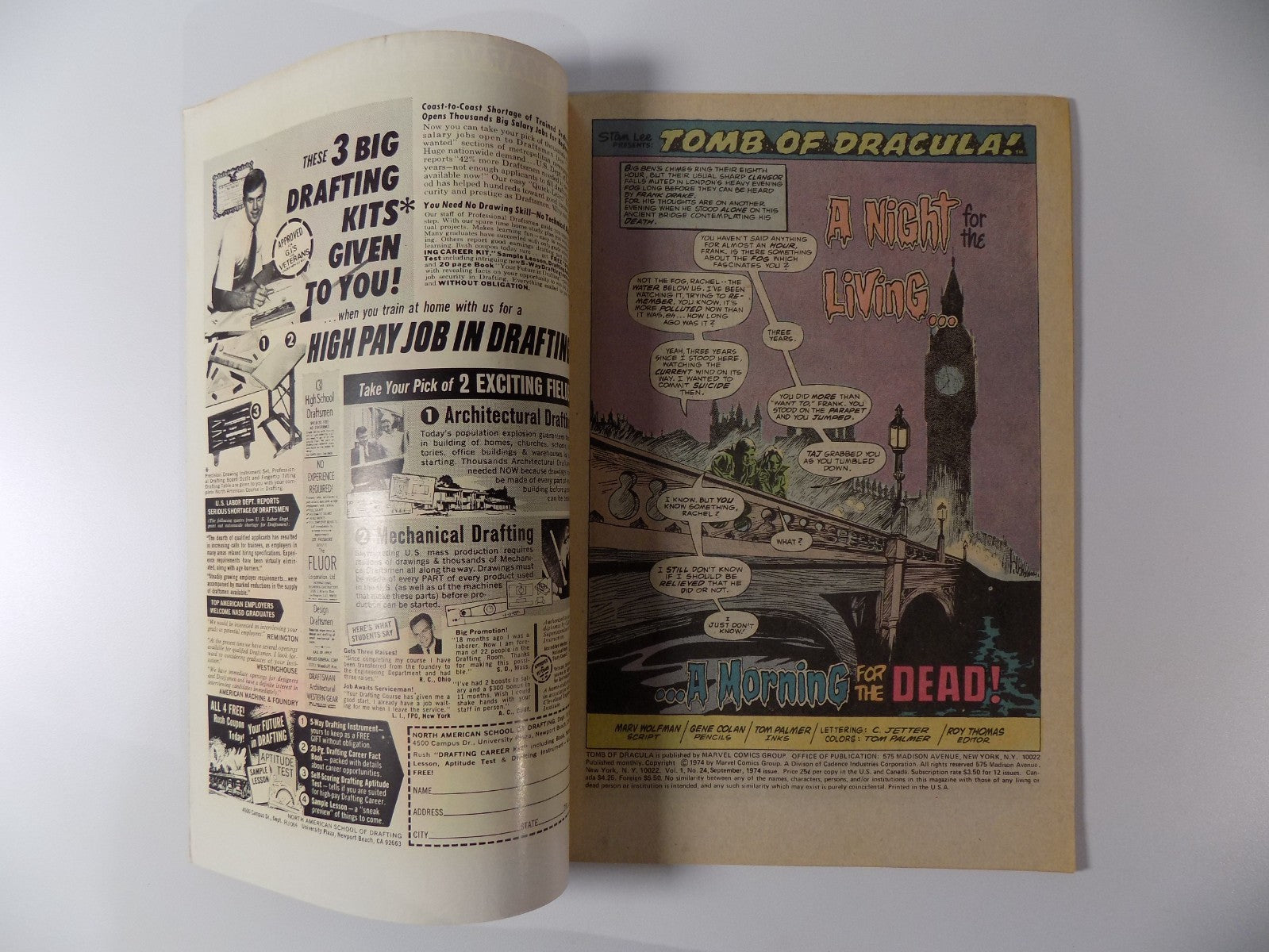 Tomb of Dracula #24 Marvel Comic Fine /Very Fine September 1974