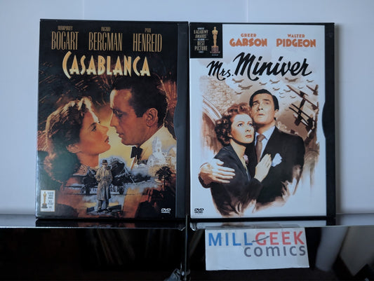 Casablanca & Mrs. Miniver, 2 Oscar Winning Movies (DVD) Like New-JD
