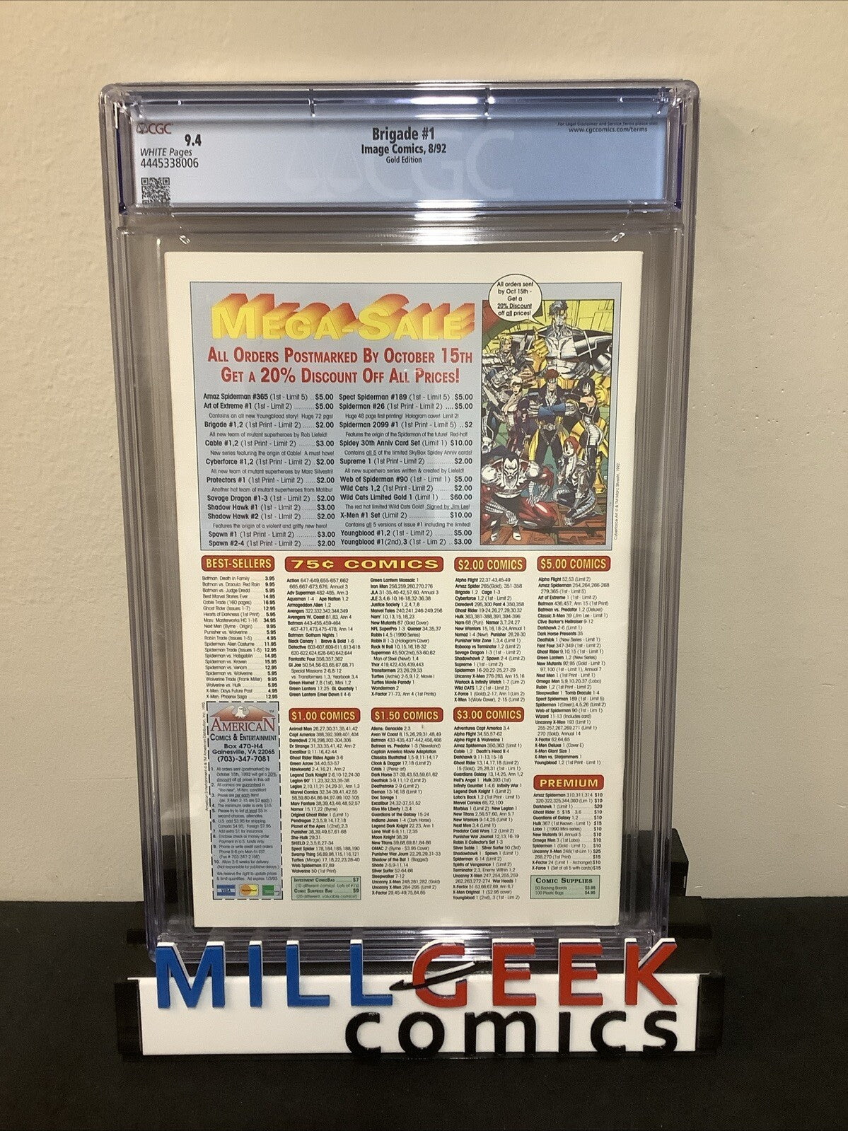 Brigade #1 (1992) CGC Graded 9.4 (NM) White Pages, Gold Edition, Rob Liefeld