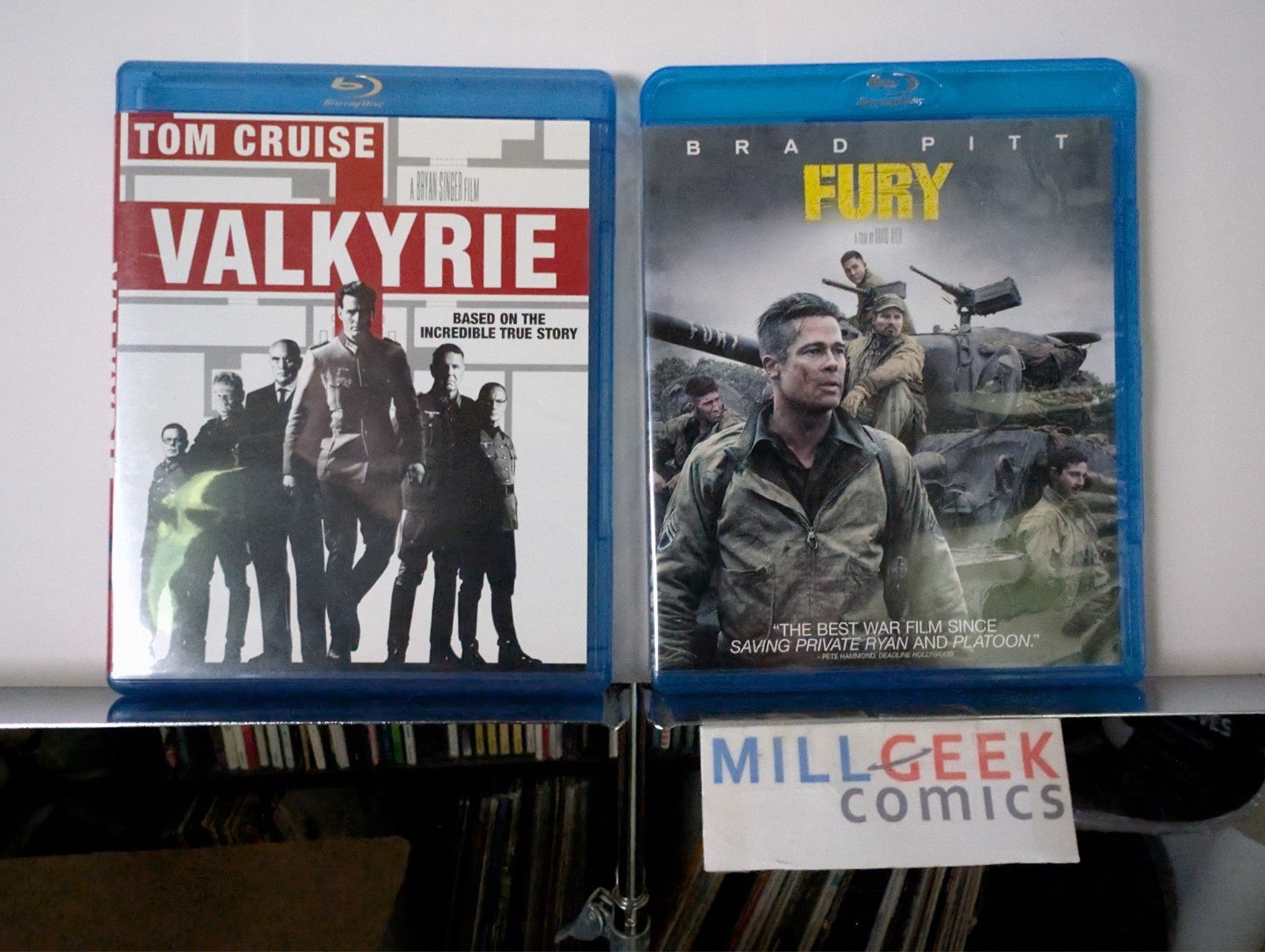 Valkyrie / Fury, Tom Cruise & Brad Pitt, 2 Movie Set (Blu-Ray) Like New -JD