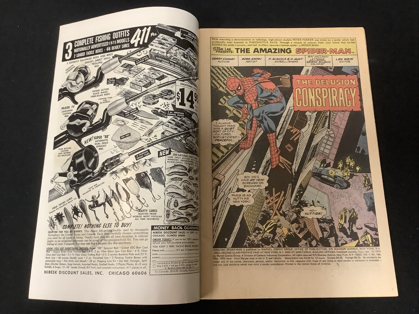 Amazing Spider-Man #144 (Marvel Comics 1975) VF (8.0)Gerry Conway/Ross Andru