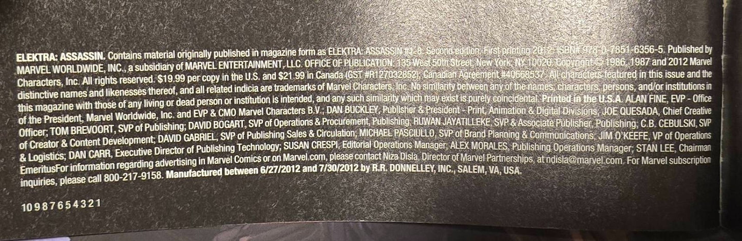 Elektra: Assassin TPB - Miller/Sienkiewicz! (2nd Edi. 1st Print, 2012)