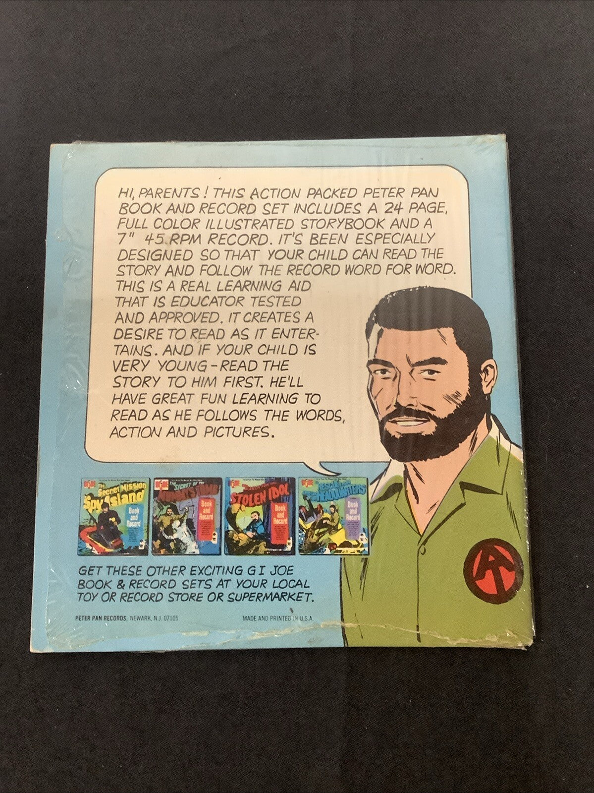 GI Joe The Search For The Stolen Idol 45 RPM Book and Record 1973, Open Seal
