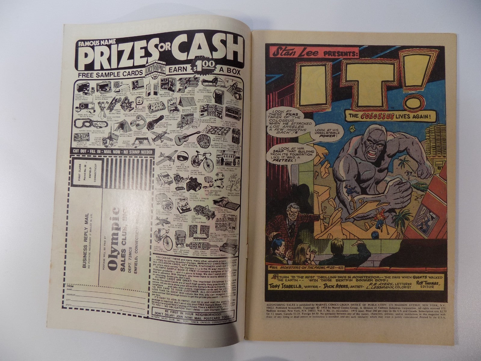 Astonishing Tales featuring It! #21 Marvel Comic Very Fine December 1973