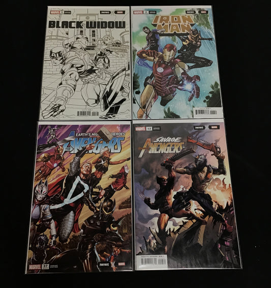 Marvel X Fortnite variant comic bundle: Ed McGuinness b&w incentive, four comics