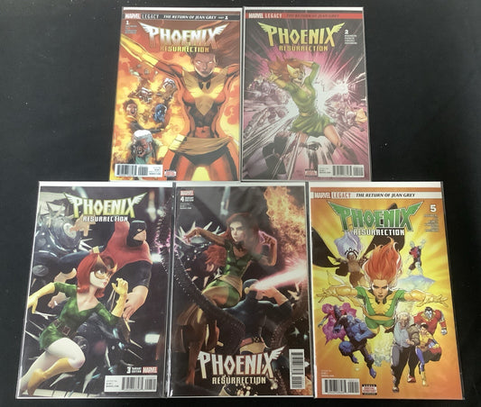 Phoenix Resurrection Return of Jean Grey #1-5 Complete Comic Set, Rosenburg/Yu