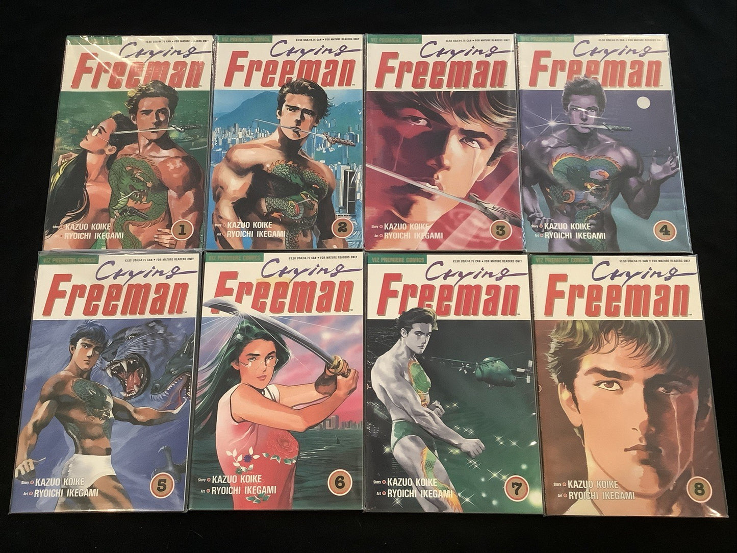 Crying Freeman #1-8 Complete Comic Set, Viz, Kazuo Koike, Ryoichi Ikegami, 1989