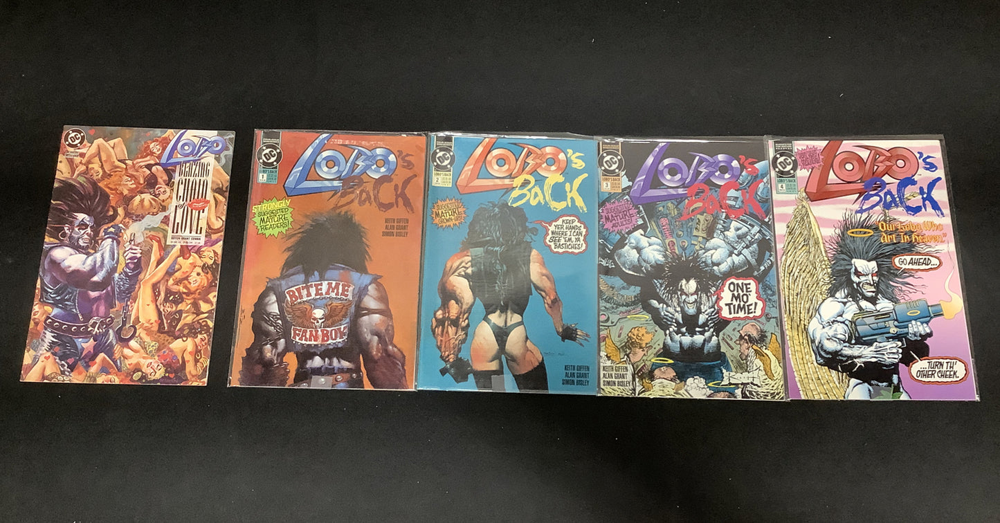 Lobo Comic Bundle: Blazing Chain Of Love #1, Lobo’s Back #1-4, Keith Giffen
