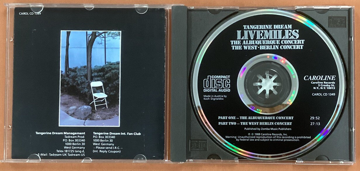Tangerine Dream LiveMiles RARE OOP AUSTRIA IMPORT (CD, Like New) -JD