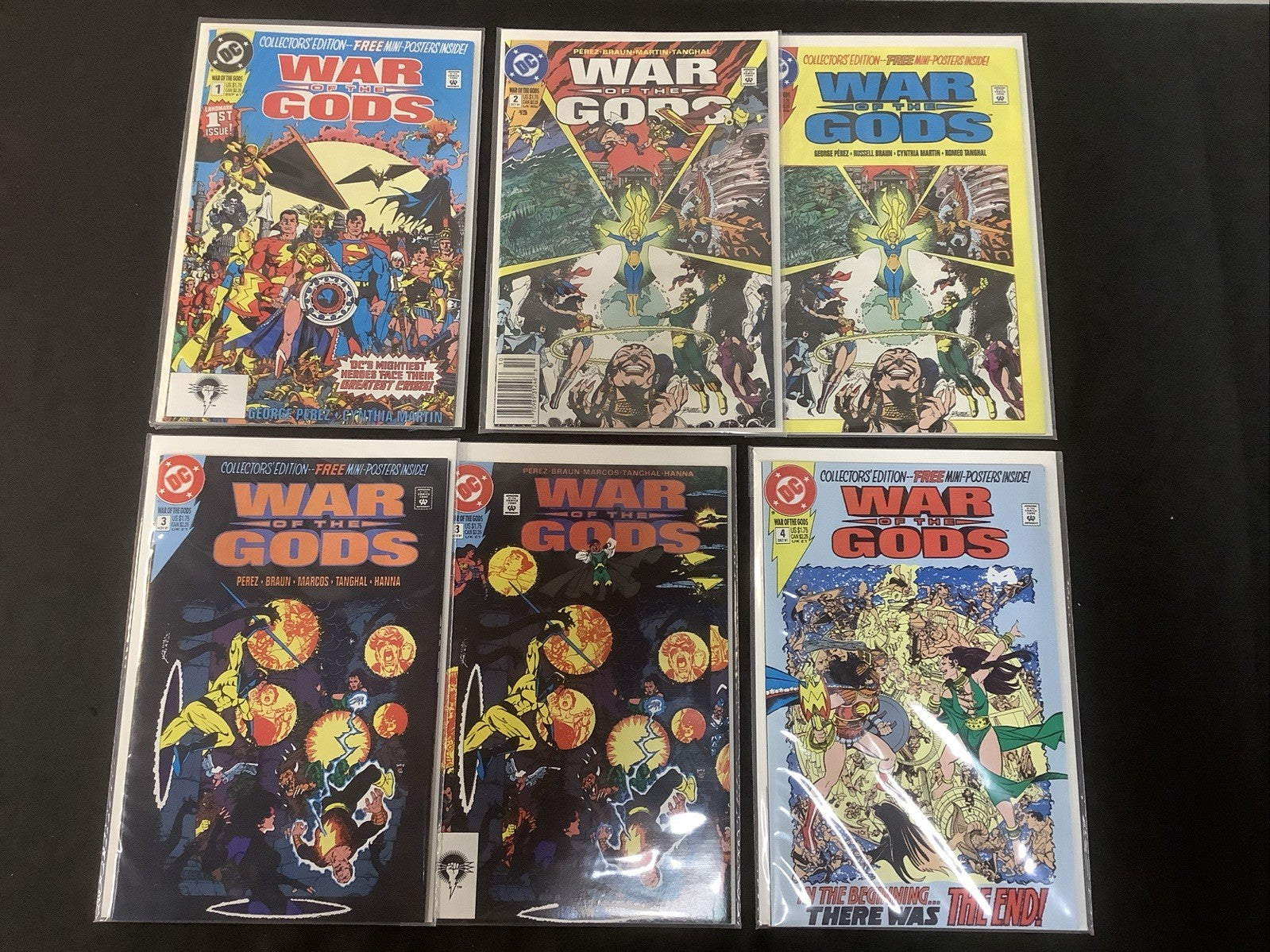 War of the Gods #1-4 Collectors Complete Comic Set, + Newsstand #2 + #3 Direct