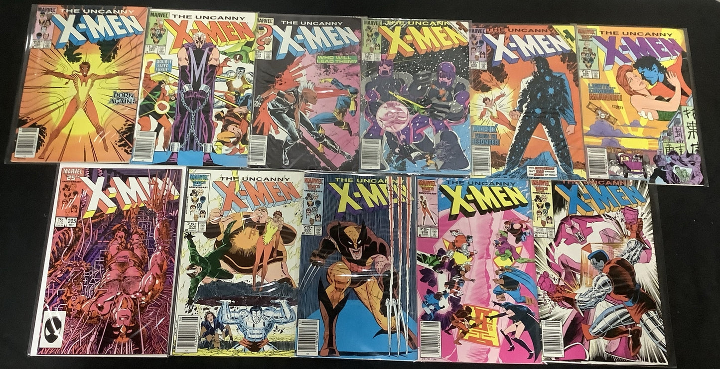 Uncanny X-Men #199-209 Comic Lot, Trial Of Magneto, 1st App Nate Summers (Cable)