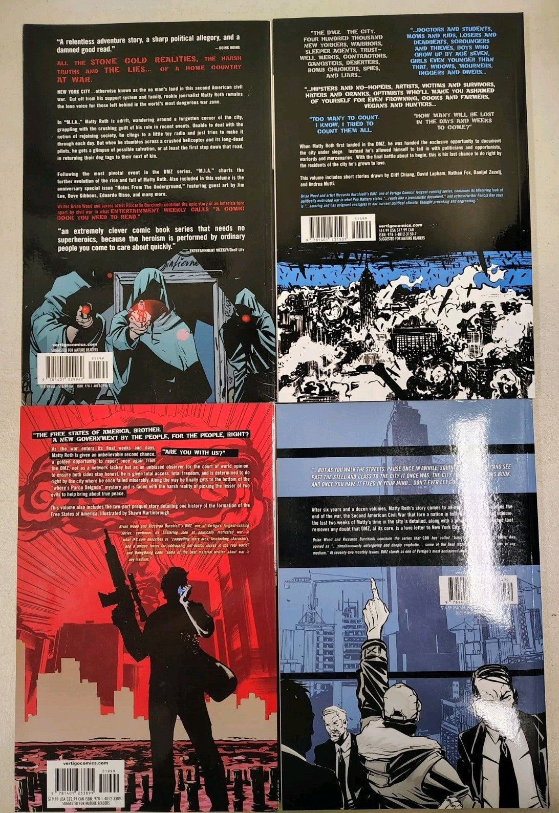 DMZ TPB vol #1-12  (Lot of 12) Collects Complete 1-72 series, Wood, Burchielli
