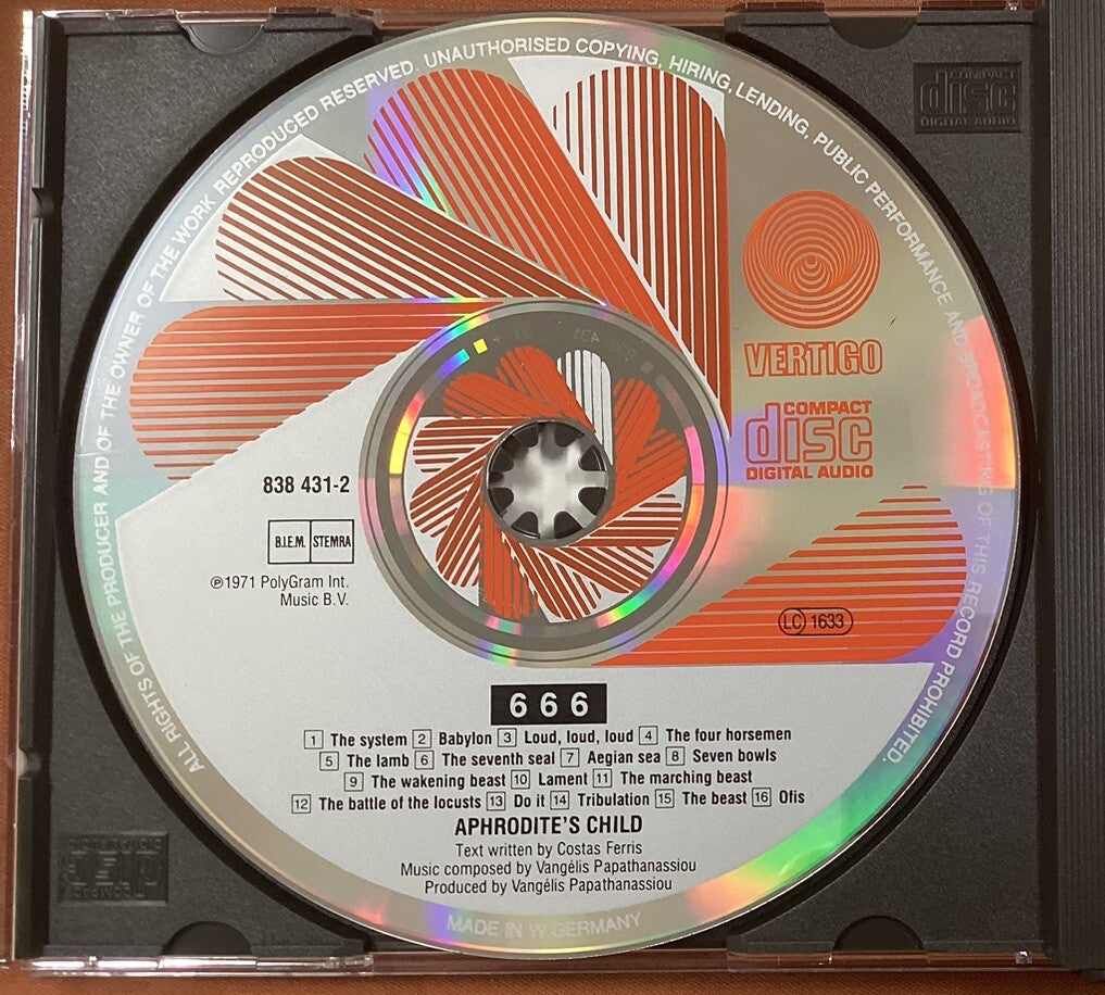 Aphrodite's Child - 666 2xCD Set, German Import, Like New)-JD