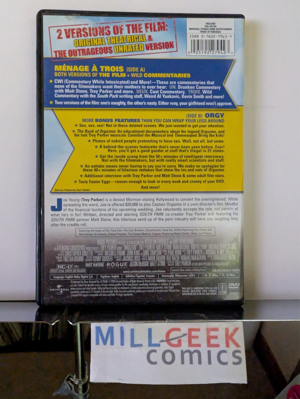 Orgazmo, A Trey Parker Film (DVD) Like New -JD
