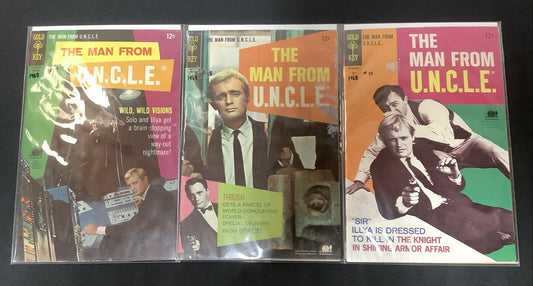 Man from U.N.C.L.E. #17-19 Comic Lot, Gold Key, Joe Certa, See Photos For Notes