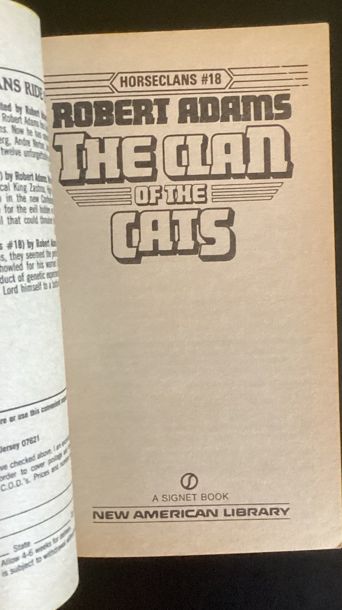 The Clan of the Cats Horseclans #18 Robert Adams 1988 1st Signet JD