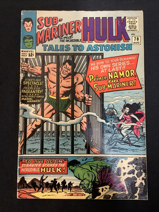 Tales to Astonish #70 (1965) F- (5.5) Stan Lee/Jack Kirby, Hulk And Sub-Mariner