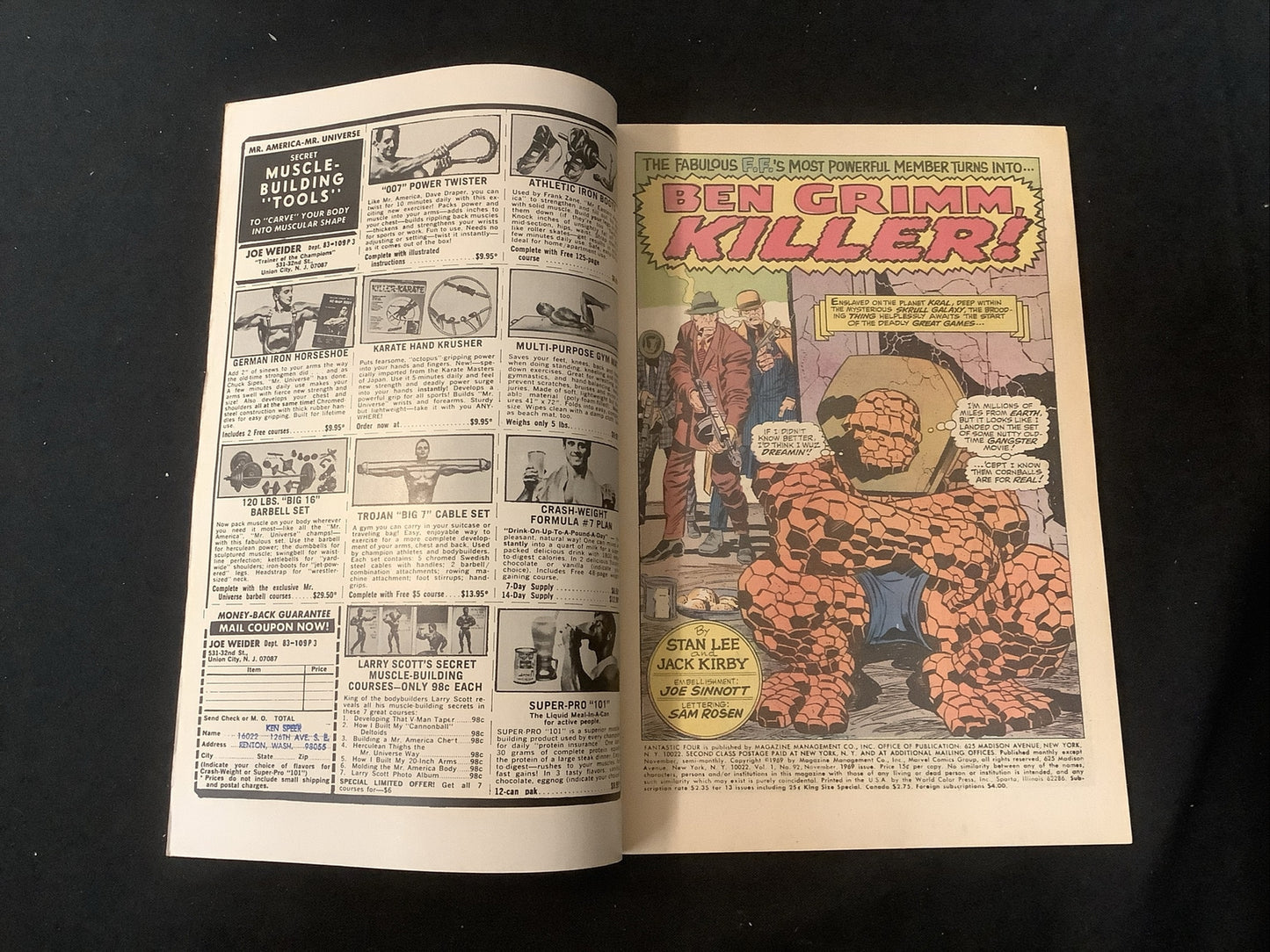 Fantastic Four #92 (1969) VF+ (8.5) Stan Lee/Jack Kirby, “Ben Grimm, Killer!”