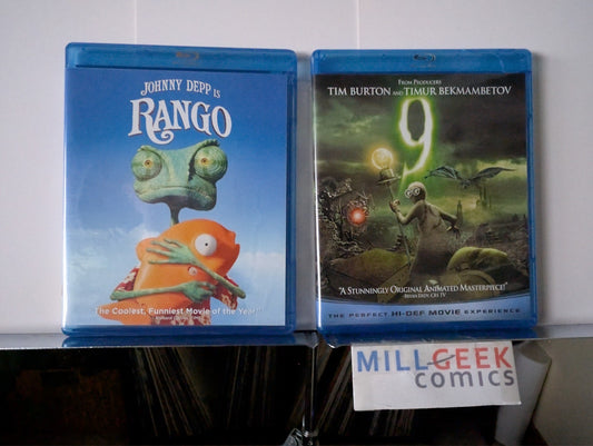 Rango / Tim Burton's 9, 2 Movie Set (Blu-Ray) Like New -JD
