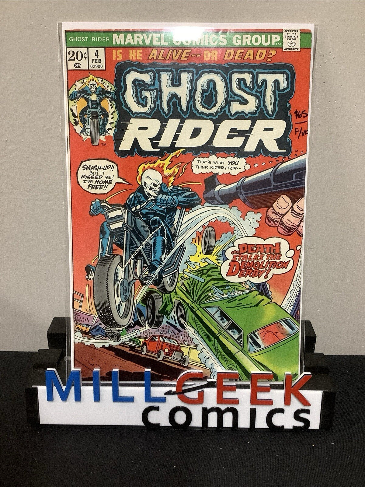Ghost Rider #4 (February 1974) F/VF (7.0) “Death Stalks The Demolition Derby”