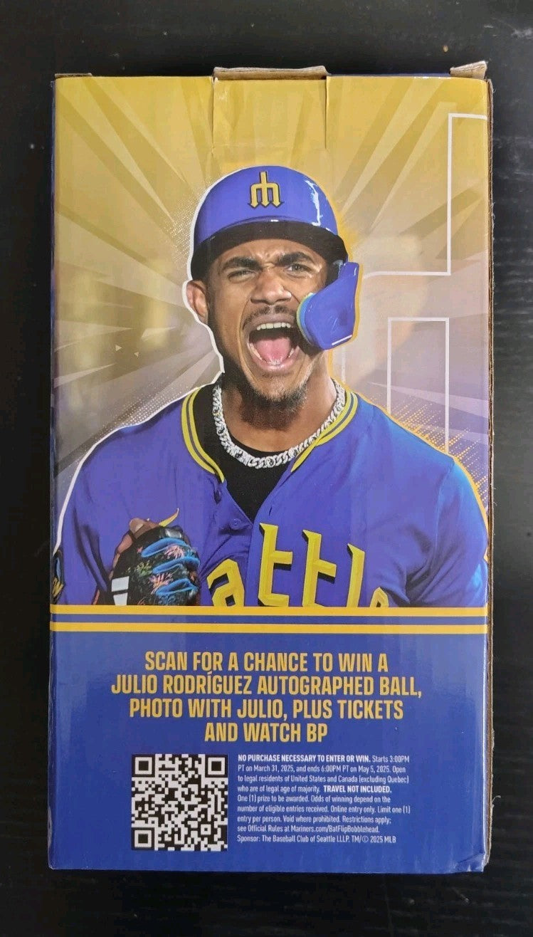 2025 Julio Rodriguez Seattle Mariners Bat-Flip Bobblehead SGA 3/31/2025 NEW