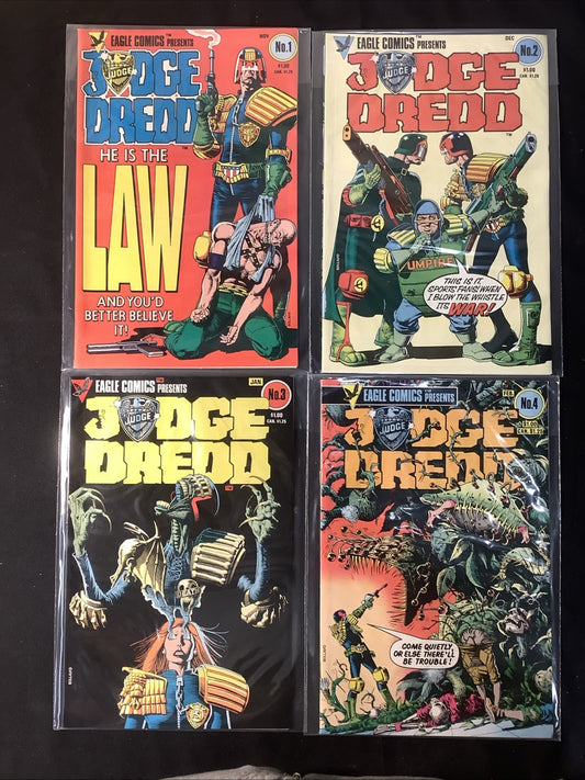 Judge Dredd #1-4 Comic Lot, Eagle Comics, 1st Appearance in American Comics