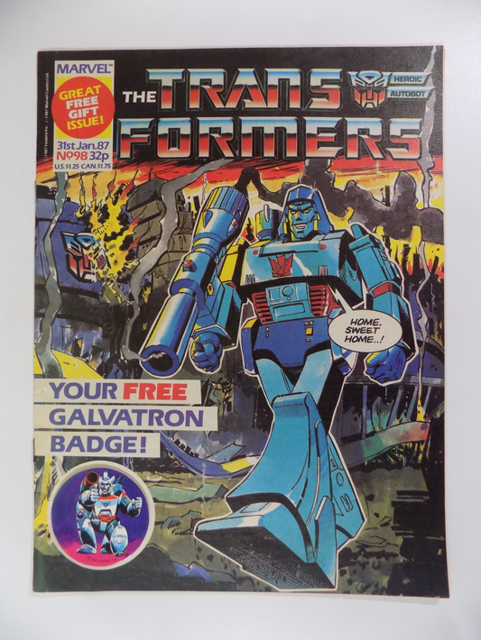 Transformers #98 Marvel UK Weekly Magazine Comic Jan. 1987 VF+ Very Fine+
