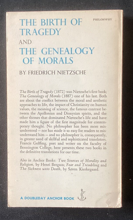 Friedrich Nietzsche The Birth of Tragedy & The Genealogy of Morals VINTAGE -JD