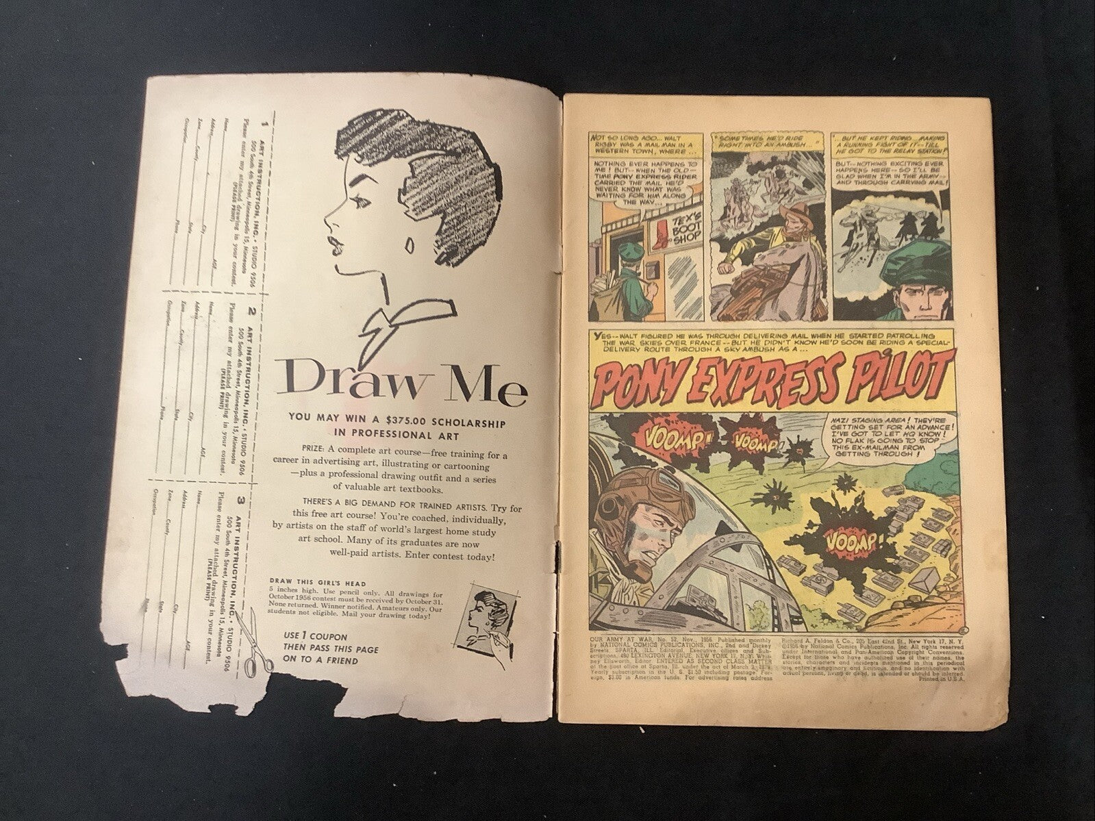 Our Army at War #52 (DC Comics November 1956) G+ (2.5) Complete, Brittle