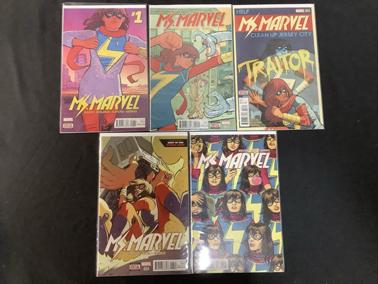 Ms. Marvel #1-5 Comic Lot, G. Willow Wilson/Takeshi Miyazawa/Cliff Chiang, 2016