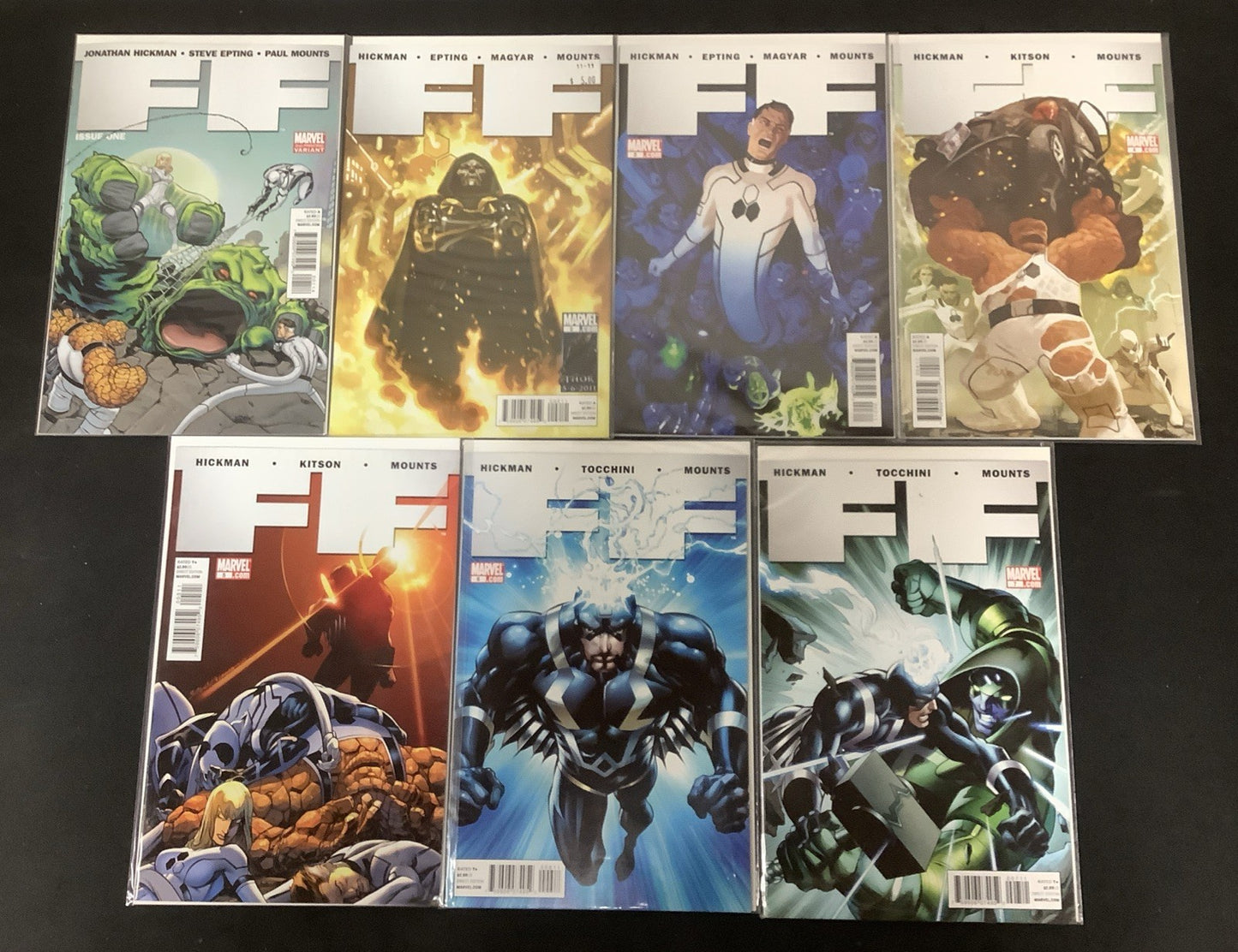 FF #1-7 Comic Lot, Marvel, #1 Second Print Homage Variant, Jonathan Hickman