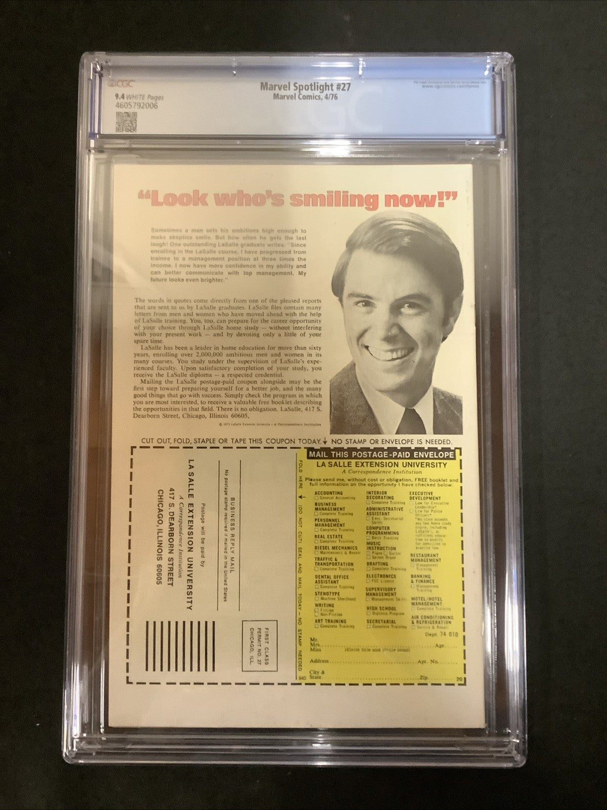 Marvel Spotlight #27 (Marvel Comics April 1976) CGC Graded 9.4 (NM) White Pages