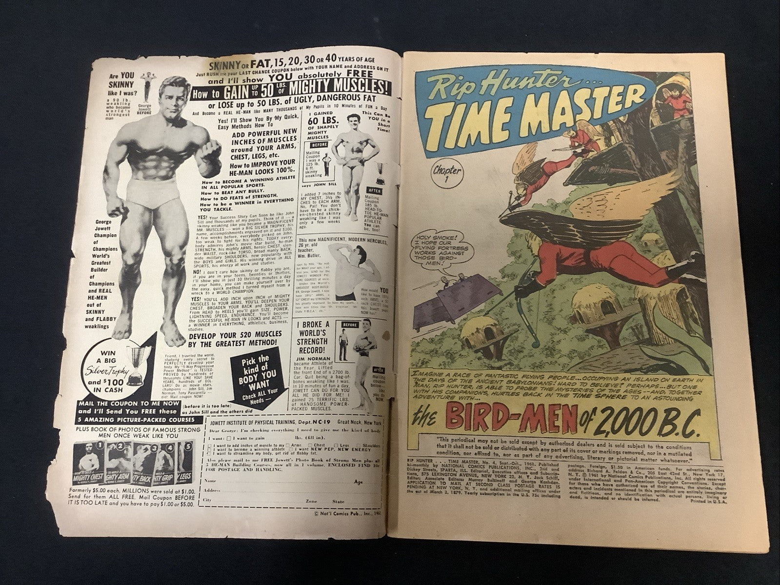 Rip Hunter...Time Master #4 (DC Comics Sep-Oct 1961) 3.0 (G/VG) 3” Tape On Spine
