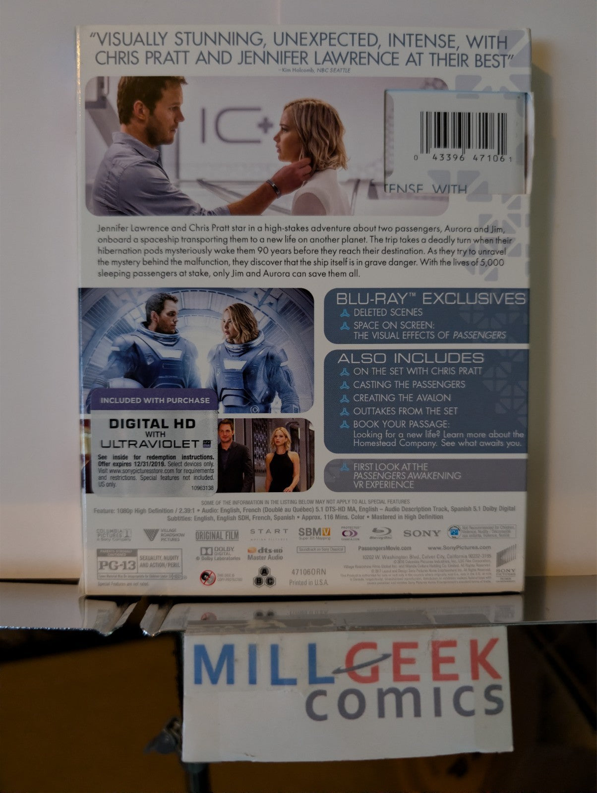 Moon / Passengers, Sam Rockwell & Chris Pratt, 2 Sci-Fi Movies (Blu-Ray) -JD