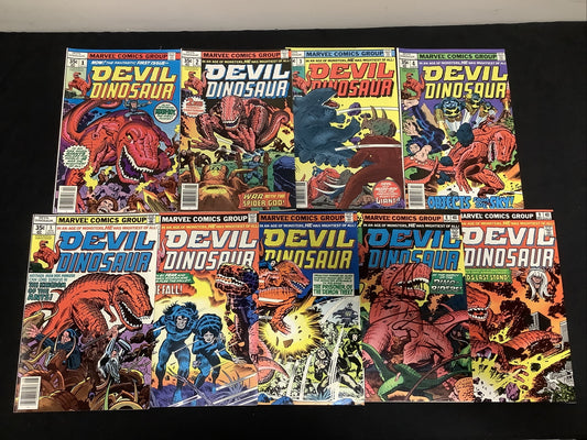 DEVIL  DINOSAUR  COMPLETE  MARVEL  COMIC LOT OF  #1-9