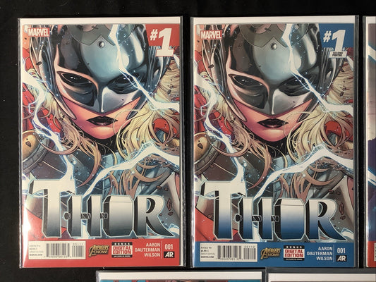 Thor #1-6 + #1 Second Print Blue Variant Comic Lot, Marvel Comics, Jason Aaron