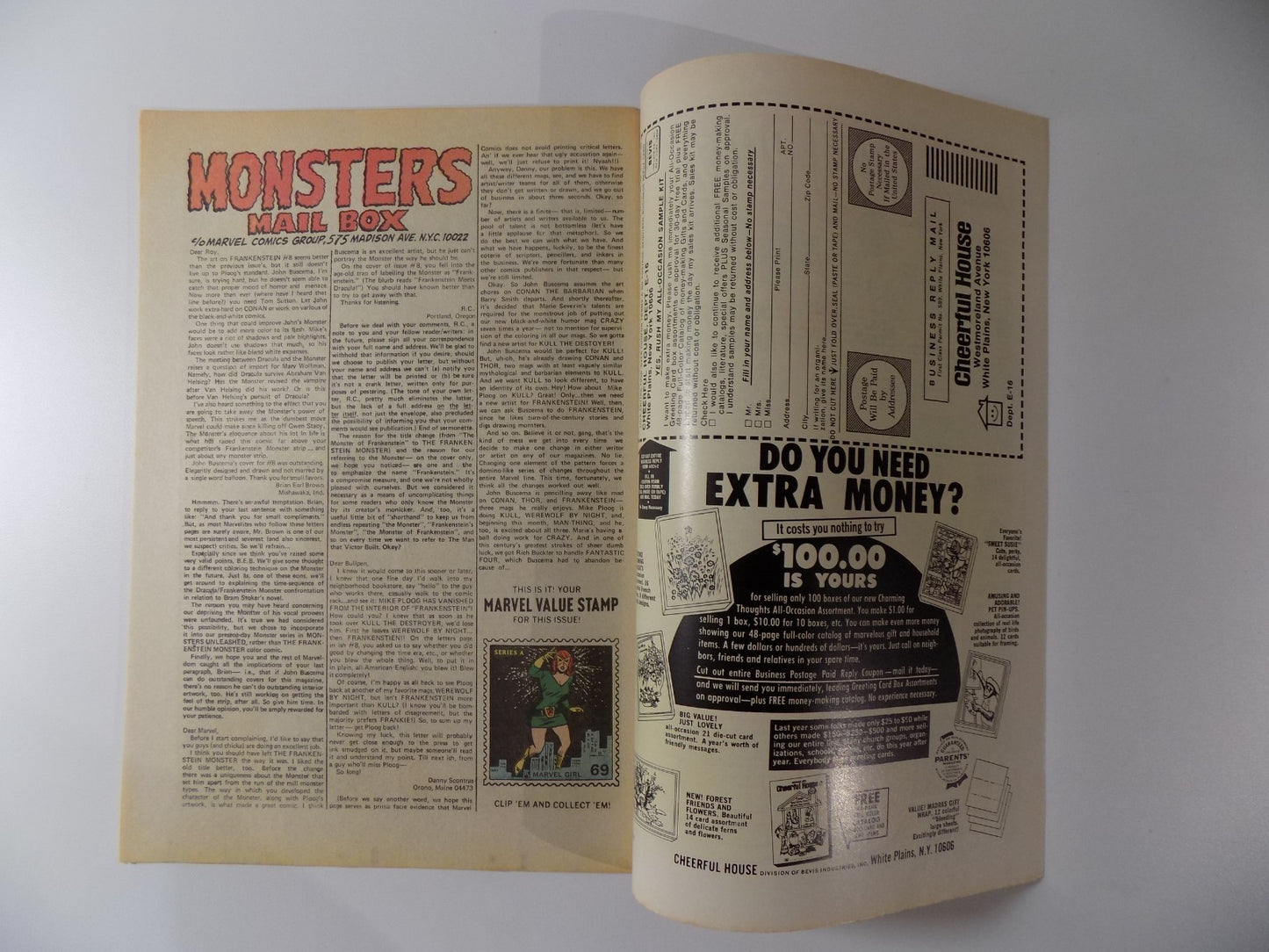 Frankenstein Monster #10 Marvel Comic May 1974 Very Fine-
