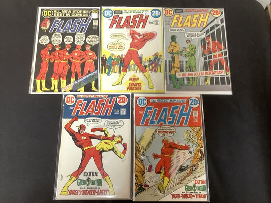 Flash #217-221 Comic Lot, Green Arrow/Lantern Back-Up, The Turtle Returns