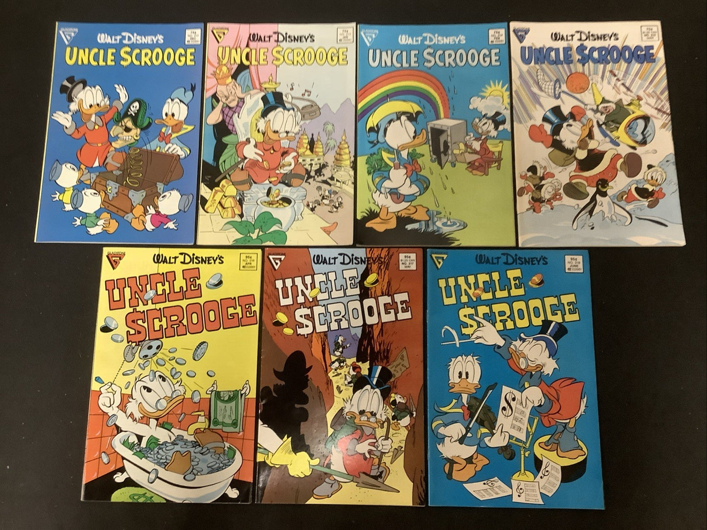 Walt Disney's Uncle Scrooge #212-218 Comic Lot, Gladstone Comics, Carl Barks