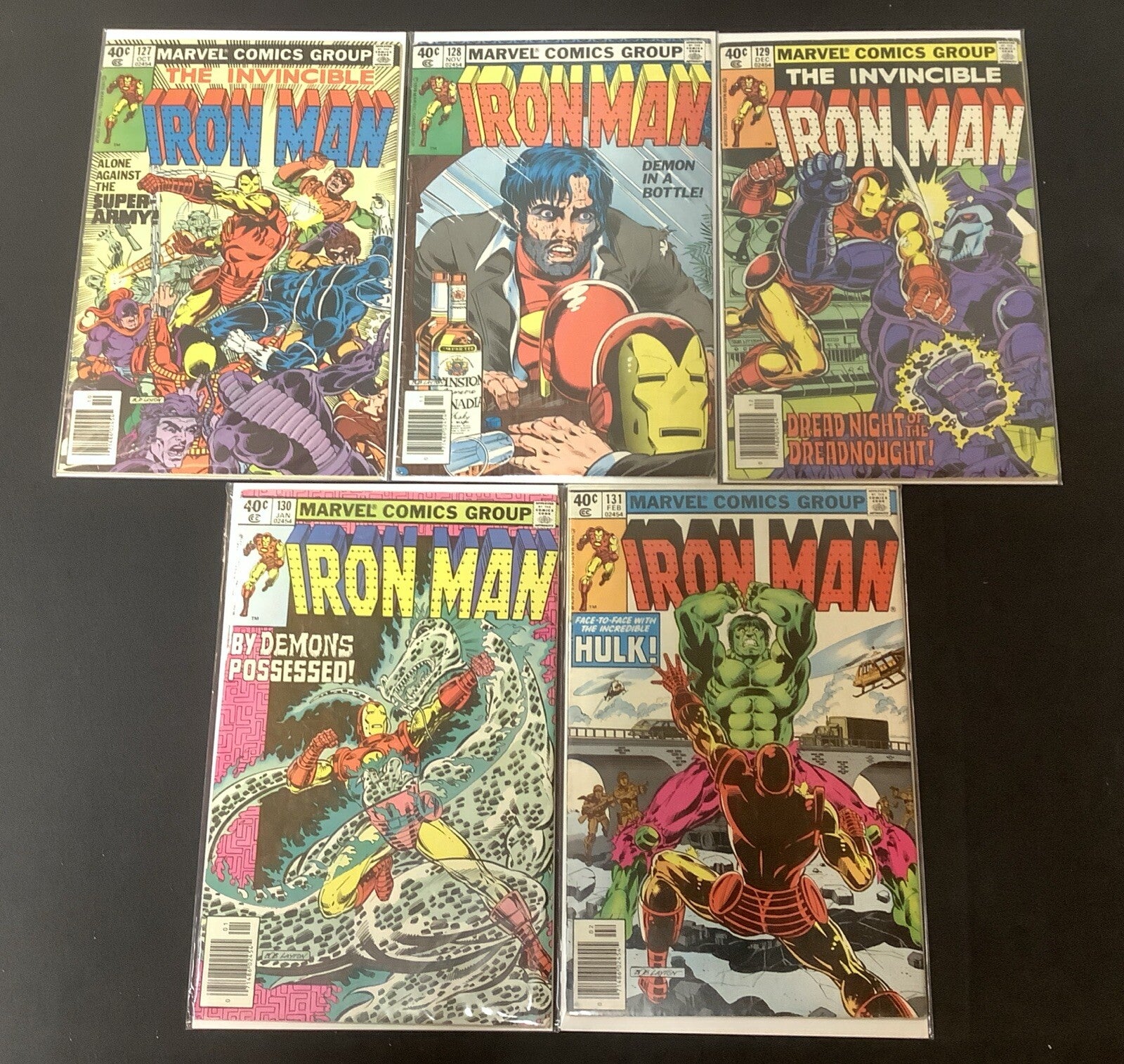 Iron Man #127-131 Comic Lot, Bob Layton/David Michelinie, “Demon In A Bottle”