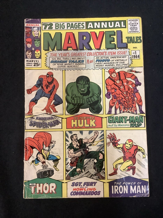 Marvel Tales #1 Annual (1964) 2.0 (G) 2” Spine Split Top, Cover Glue Weakening