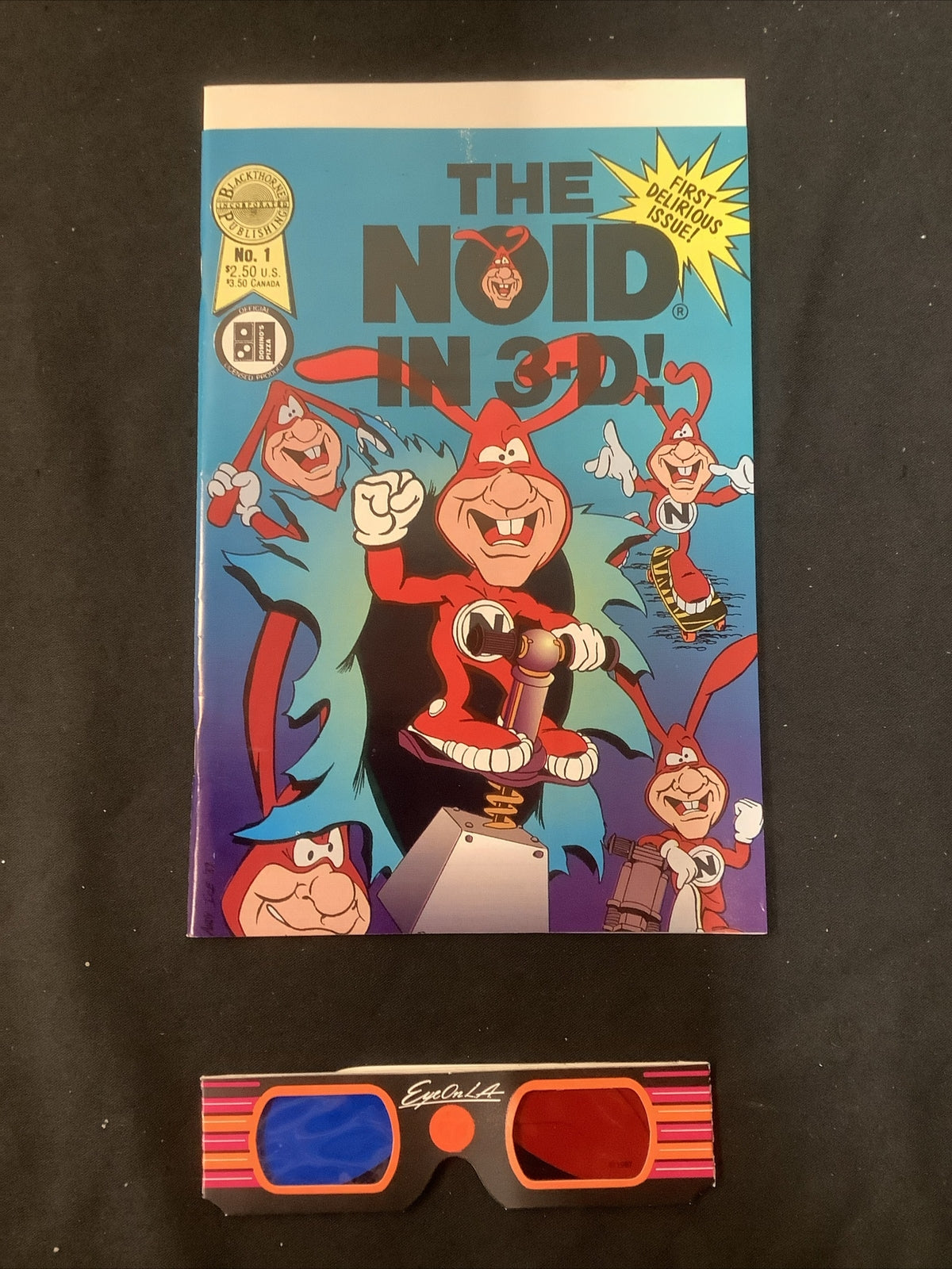 The Noid 3-D #1-2 (1985) With 3-D Glasses, Domino’s Pizza Liscensed, Rare