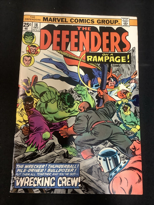 Defenders #18 (Marvel Comics December 1974) F/VF (7.0) 1st App Wrecking Crew