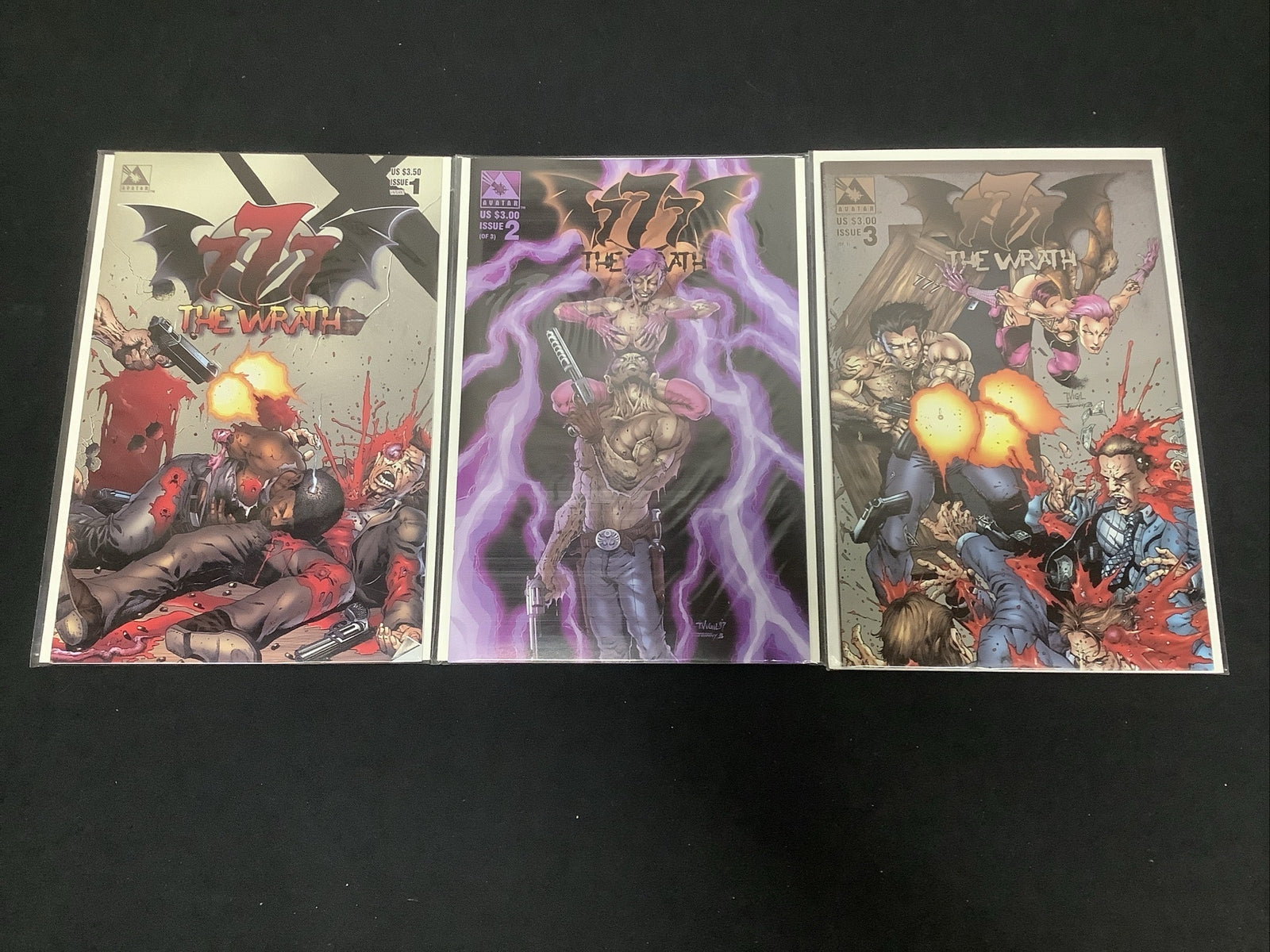 777: Wrath Comic #1-3 Comic Set, Avatar Press, Tim Vigil/David Quinn, 1998