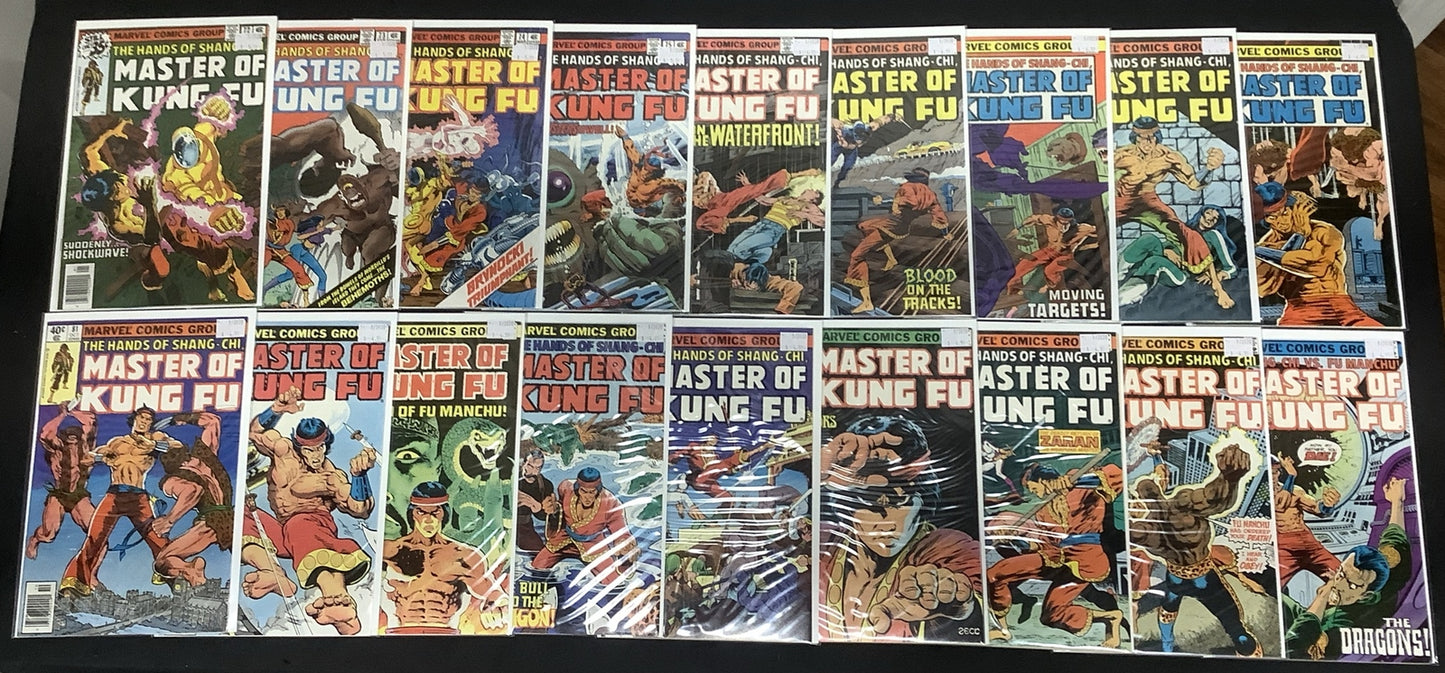 Master Of Kung Fu #72-89 Comic Lot, Marvel Comics, Doug Moench, 1st App Zaran