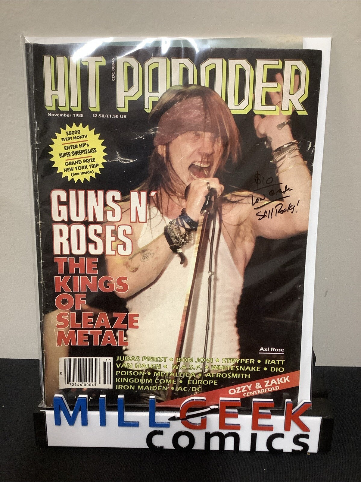 HIT PARADER Magazine (November 1988) Low Grade, Ozzy & Zakk Centerfold